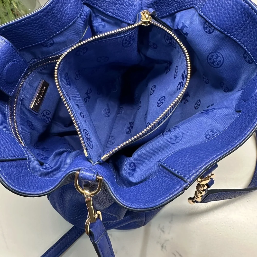 Tory Burch Harper Royal Blue Crossbody Shoulder Tote Bag EUC